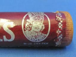 1920 “Zay-Tek Eatmors Sweet Milk Chocolate” Cardboard & Paper – Miss Zak-Tek w Indian Headdress