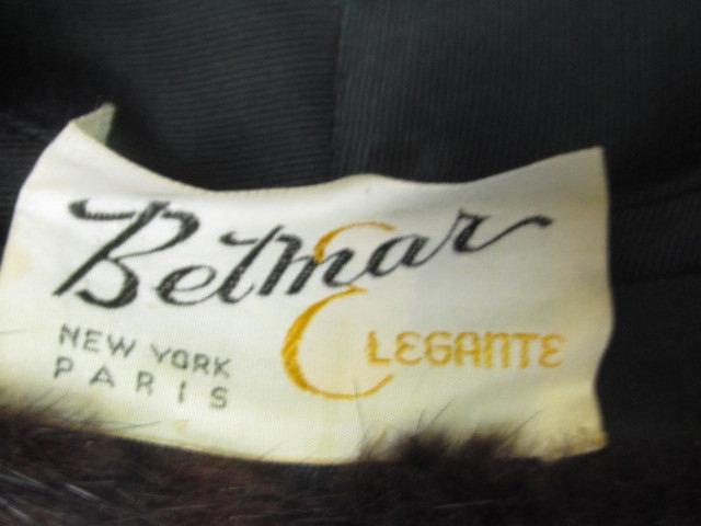 Vintage Betmar Elegante New York Paris  Dark  Mink Fur  Hat & Box