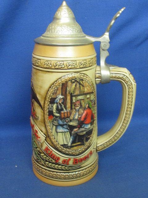 6 Unique Beer Steins: 5 Budweiser with 2 Scenes Each & Ducks Unlimited 1987 Wood Duck 1st Edition