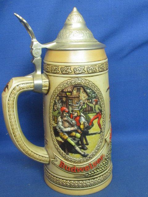 6 Unique Beer Steins: 5 Budweiser with 2 Scenes Each & Ducks Unlimited 1987 Wood Duck 1st Edition