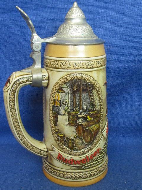 6 Unique Beer Steins: 5 Budweiser with 2 Scenes Each & Ducks Unlimited 1987 Wood Duck 1st Edition