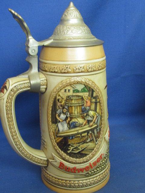 6 Unique Beer Steins: 5 Budweiser with 2 Scenes Each & Ducks Unlimited 1987 Wood Duck 1st Edition