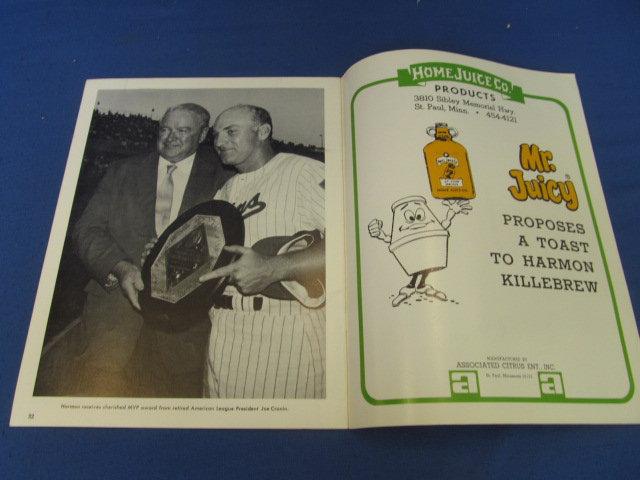 Original Program Minnesota Twins “Harmon Killebrew” ($1 Cover Price) from 1970's