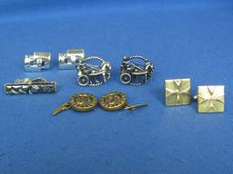 4 Pairs of Vintage Cuff-links and 1 Tie Clip – Swank and Sara Cov -