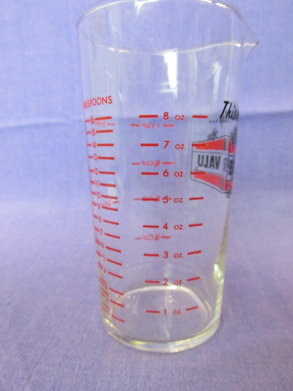 Vintage Measuring Tumbler “This week shop Super Valu”  5 1/4” tall – Holds 1 cup