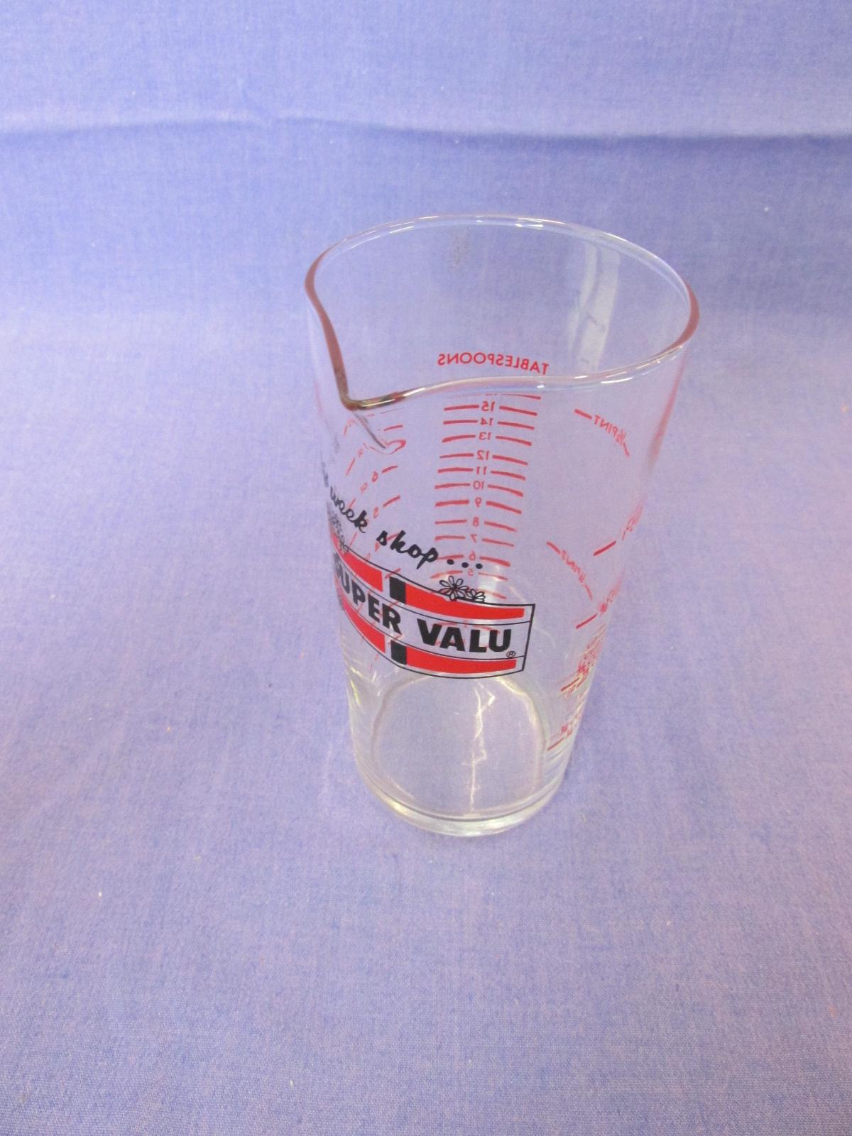 Vintage Measuring Tumbler “This week shop Super Valu”  5 1/4” tall – Holds 1 cup