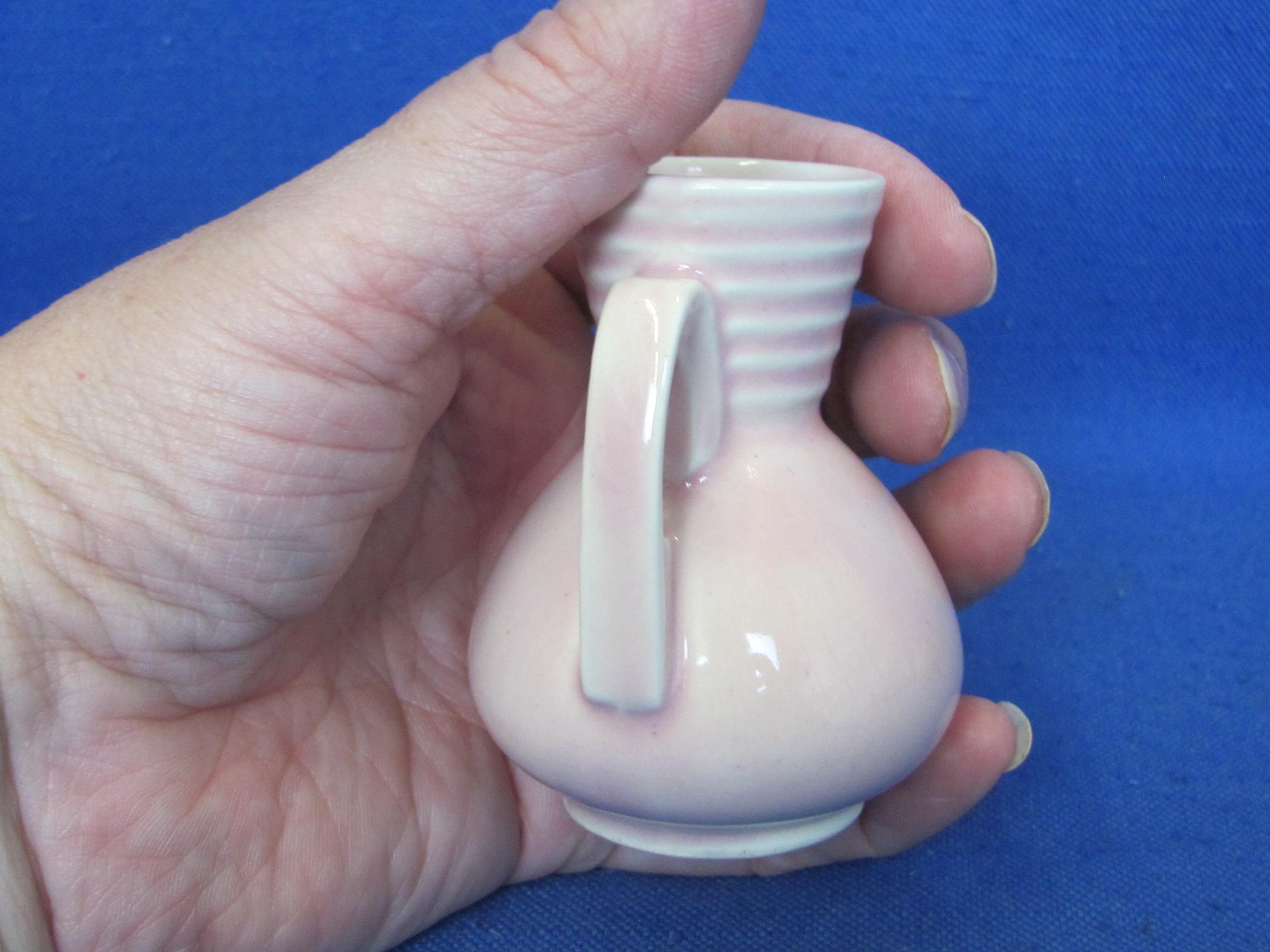 Shawnee Miniature Pink Vase & Small Pottery Cornucopia Planter – Vase is 3” tall