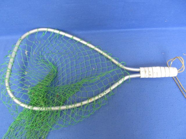Fishing Equipment – Aluminum & Nylon Cord  Dip Net for Landing Fish –Square – 21” L  14x11” Frame