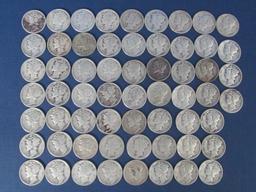 60 Mercury Dimes Various Dates - 146 Grams