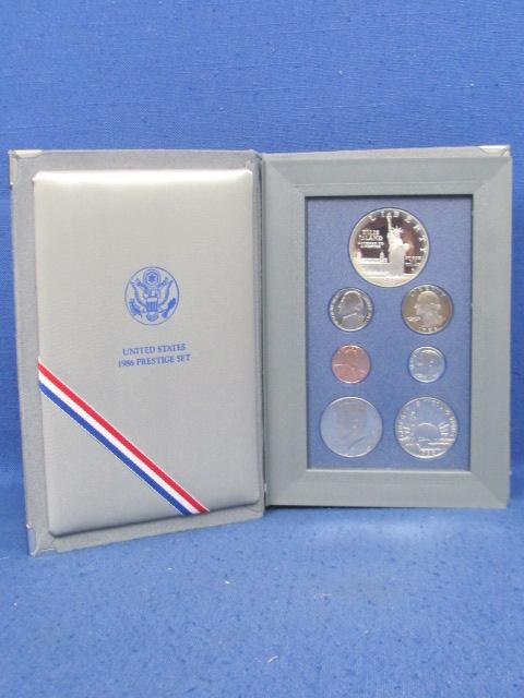 1986-S Prestige Proof Set Statue of Liberty  100th Anniversary - 90% Silver Dollar - 7 Coins