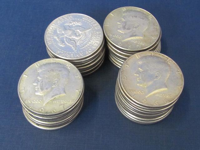 37 Kennedy Half Dollars - 36 are 1965 - 1970 Kennedy Half Dollars 40% Silver - One 1964 90% Silver
