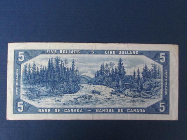 1954 Devils Face $5 Bill from The Bank of Canada