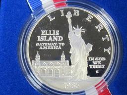 United States Statue of Liberty Ellis Island .900 Silver Dollar Coin 1986 Proof - 26.73 Grams