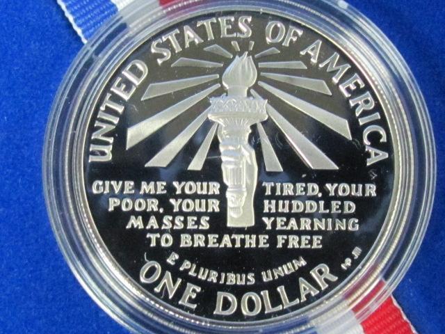 United States Statue of Liberty Ellis Island .900 Silver Dollar Coin 1986 Proof - 26.73 Grams