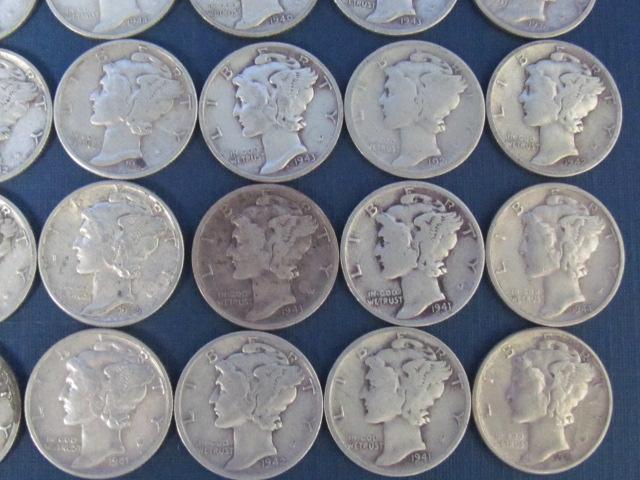 53 Mercury Dimes Various Dates - 129 Grams