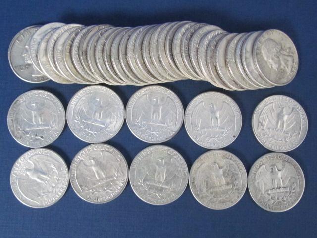 $10 Roll of Silver Quarters 1960 - 1964 Dates - Weights 250 Grams