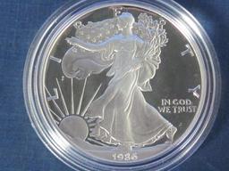 1986-S 1 oz Proof Silver American Eagle With Box & Certificate of Authenticity - .999 Fine Silver