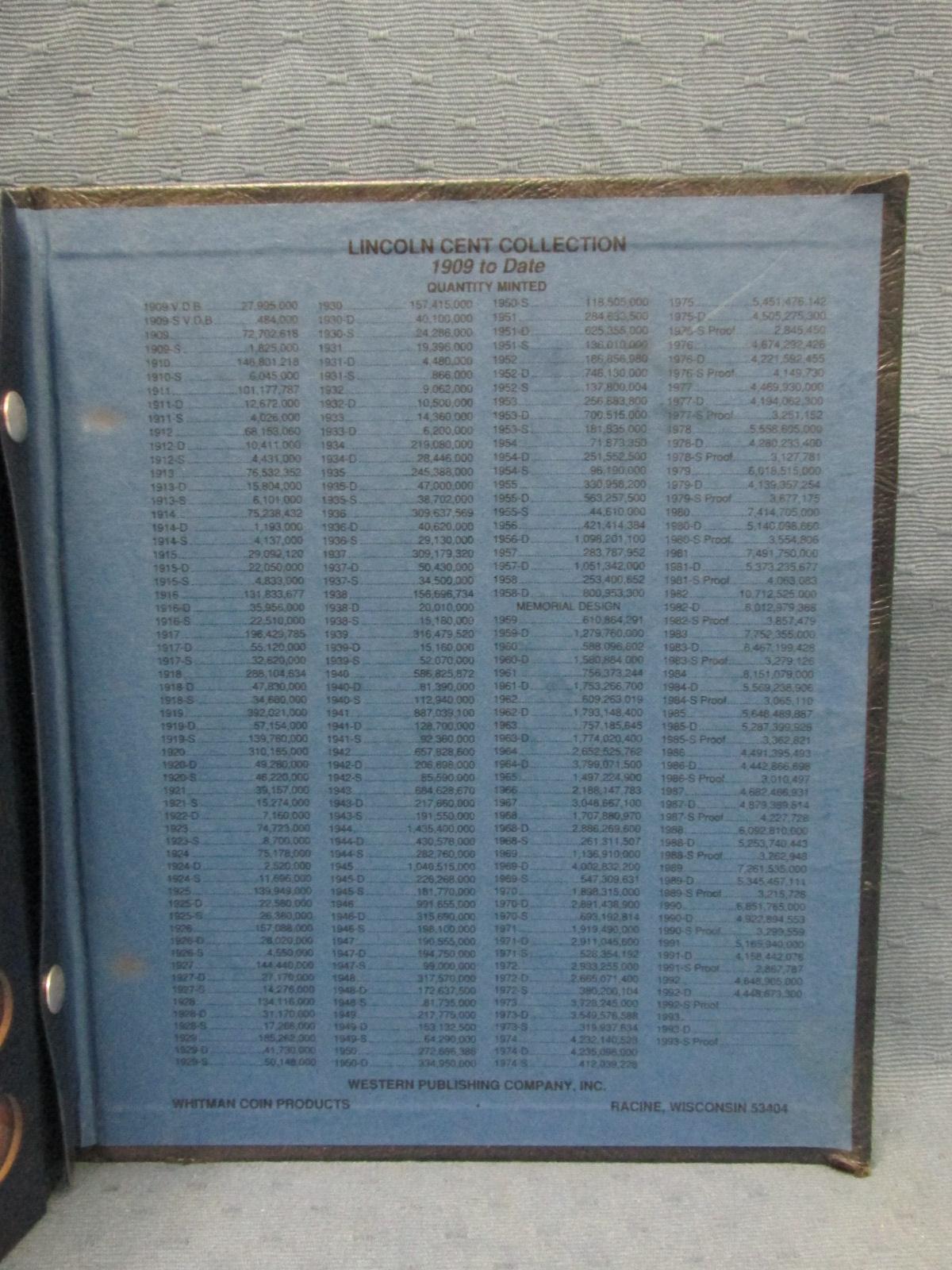 Lincoln Cent Book – 249 coins(holds 288) – 1909-1998 – As shown – Did not verify if each coin was in