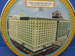 Vintage “Cookie” Tin From the Kahler Hotel, Rochester, Minnesota  8 1/4” DIA – Paper Label/Top