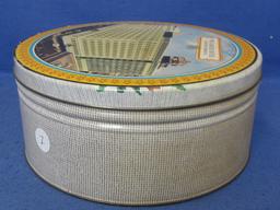 Vintage “Cookie” Tin From the Kahler Hotel, Rochester, Minnesota  8 1/4” DIA – Paper Label/Top