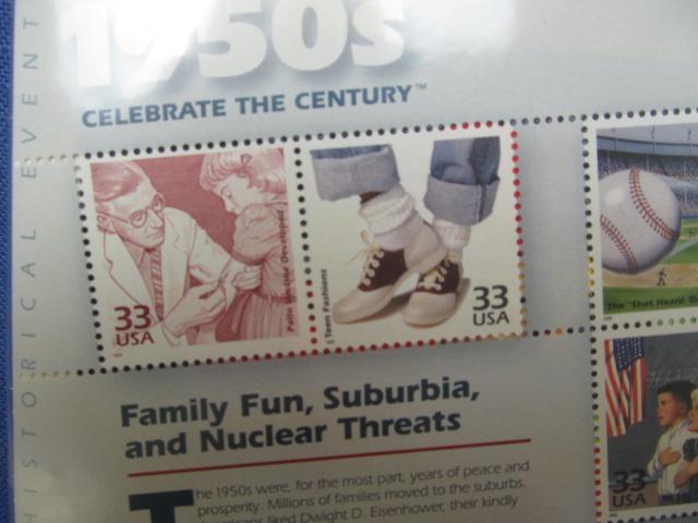 Celebrate the Century – 33 cent Stamps – Titled 1930's, 40's, 50's – Sealed – Face Value 14.55