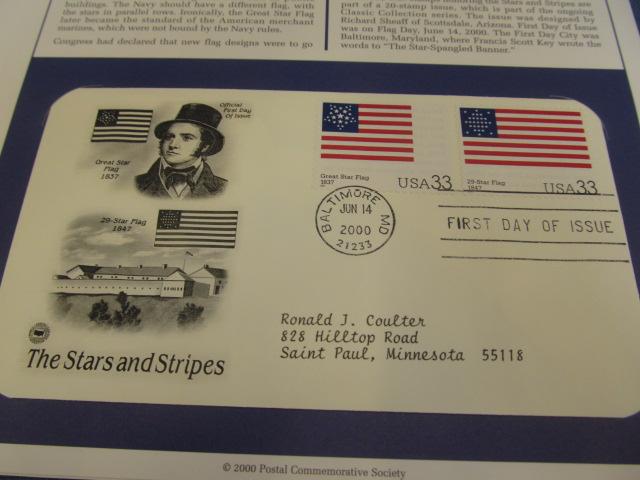 6 Stars & Stripes First Day Isue Stamps (200) & 5 22 Carat Gold Replicas