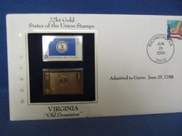 6 Stars & Stripes First Day Isue Stamps (200) & 5 22 Carat Gold Replicas