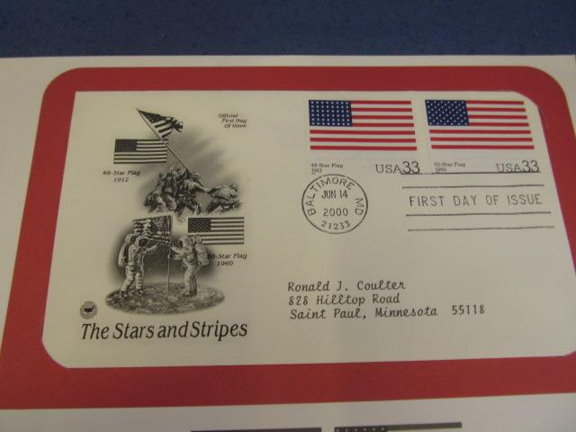 6 Stars & Stripes First Day Isue Stamps (200) & 5 22 Carat Gold Replicas