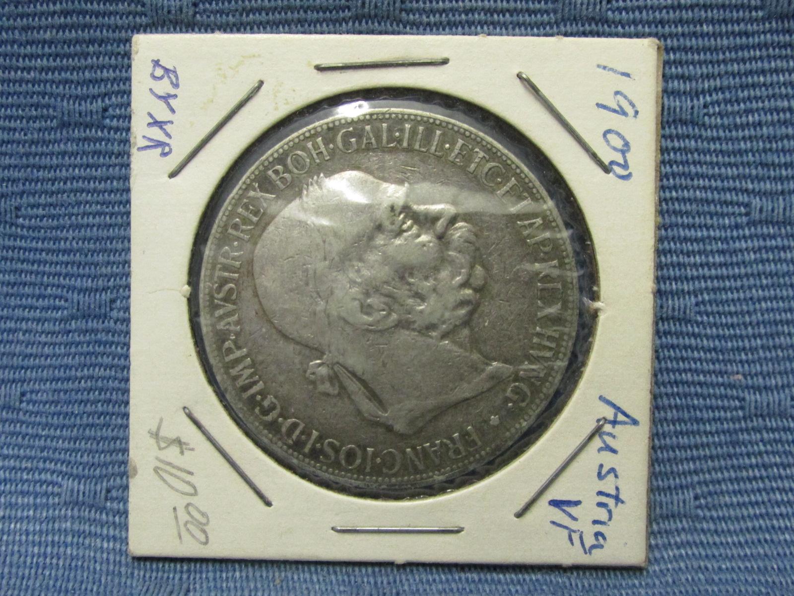 1900 5 Corona Austrian Coin – 90% Silver – As shown