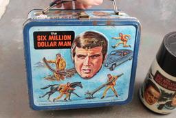 1974 Aladdin Six Million Dollar Man Metal Lunchbox with Thermos