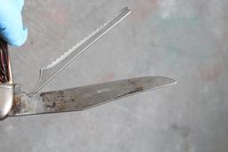 Vintage Fish Knife, Scaler & Bottle Opener Colonial Bone Handle 5" Closed