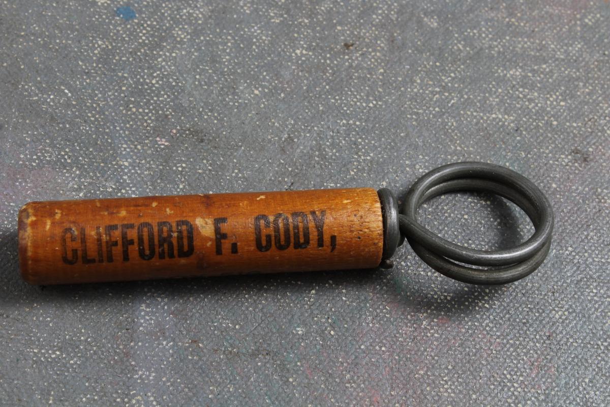 Antique Advertising Wood Corkscrew Clifford & Cody LaCrosse, Wisconsin