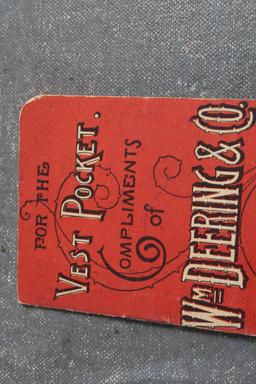 1892 Wm. Deering & Co. Advertising Vest Pocket Note Book & Calendar