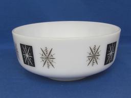 Federal Glass Bowl – White w Atomic Starburst in Black & Gold – 9 1/2” in diameter