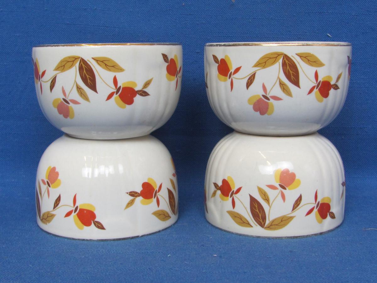 Set of 4 – Hall China Autumn Leaf Custard Cups – For Jewel Tea Co. - 3 1/2” in diameter