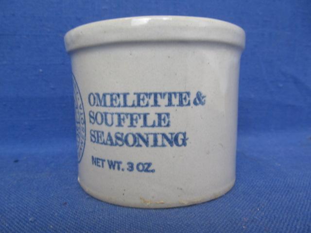 Vintage Mini Crock – Stoneware – J.Zachary – Rollingstone, Minnesota – Omlette & Souffle Seasoning 2