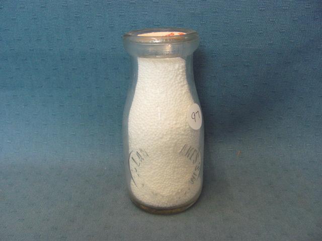 Land O' Lakes Half Pint Milk Bottle – Oconomowoc WI – 5 3/8” T – Embossed Print