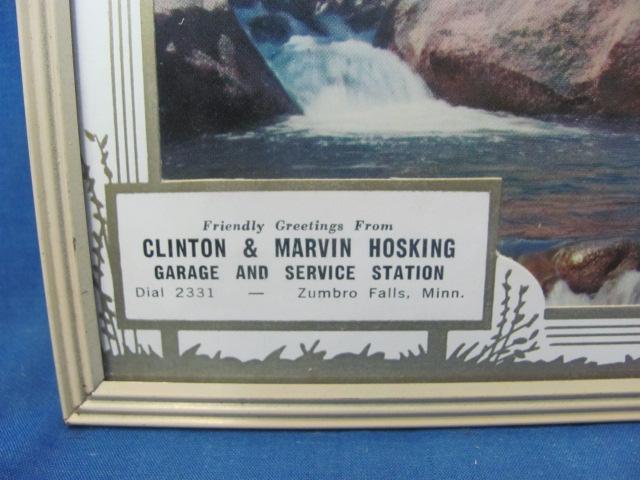 Fishing Picture With Thermometer & 1958 Calendar – Hosking Garage – Zumbro Falls MN