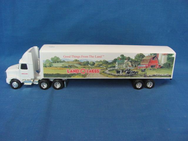 Ertl Land O' Lakes Toy Semi & Trailer – 10 3/4” L – Back Opens – As Shown