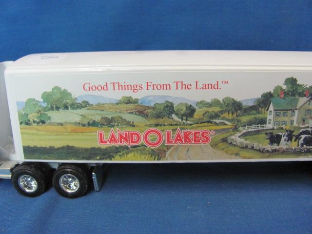 Ertl Land O' Lakes Toy Semi & Trailer – 10 3/4” L – Back Opens – As Shown