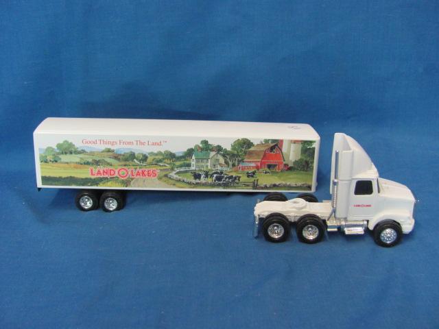 Ertl Land O' Lakes Toy Semi & Trailer – 10 3/4” L – Back Opens – As Shown