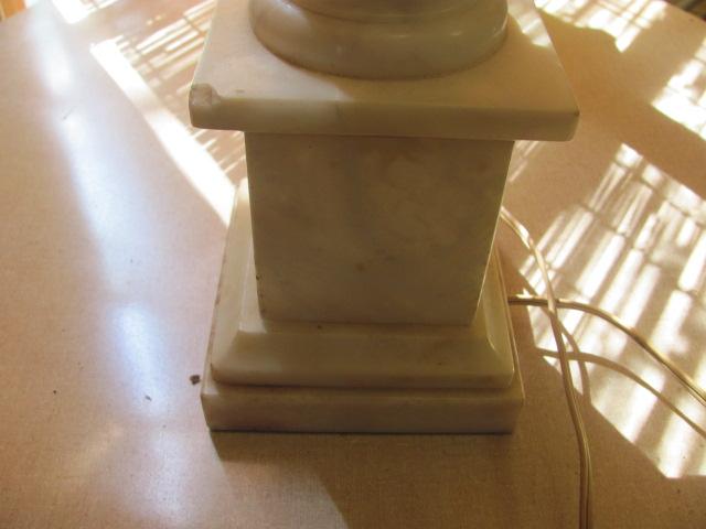Marble Lamps (2) With Shades – 32” T – Work – As Shown