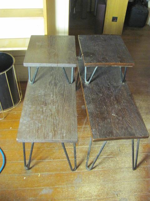 Wood End Tables With Metal Legs – 19” H – 11 1/2” x 28” - As Shown