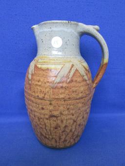 Vintage - Studio Pottery - 10”H Pitcher - Richard Batterham – 2 Toned & Beehive Bottom -