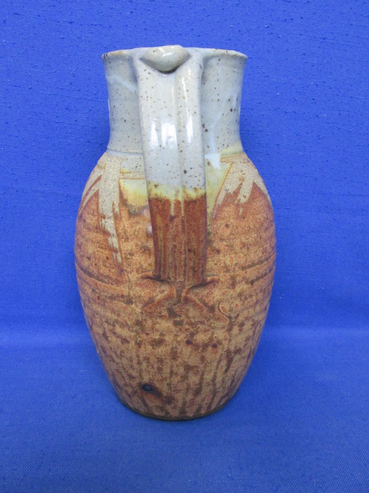 Vintage - Studio Pottery - 10”H Pitcher - Richard Batterham – 2 Toned & Beehive Bottom -