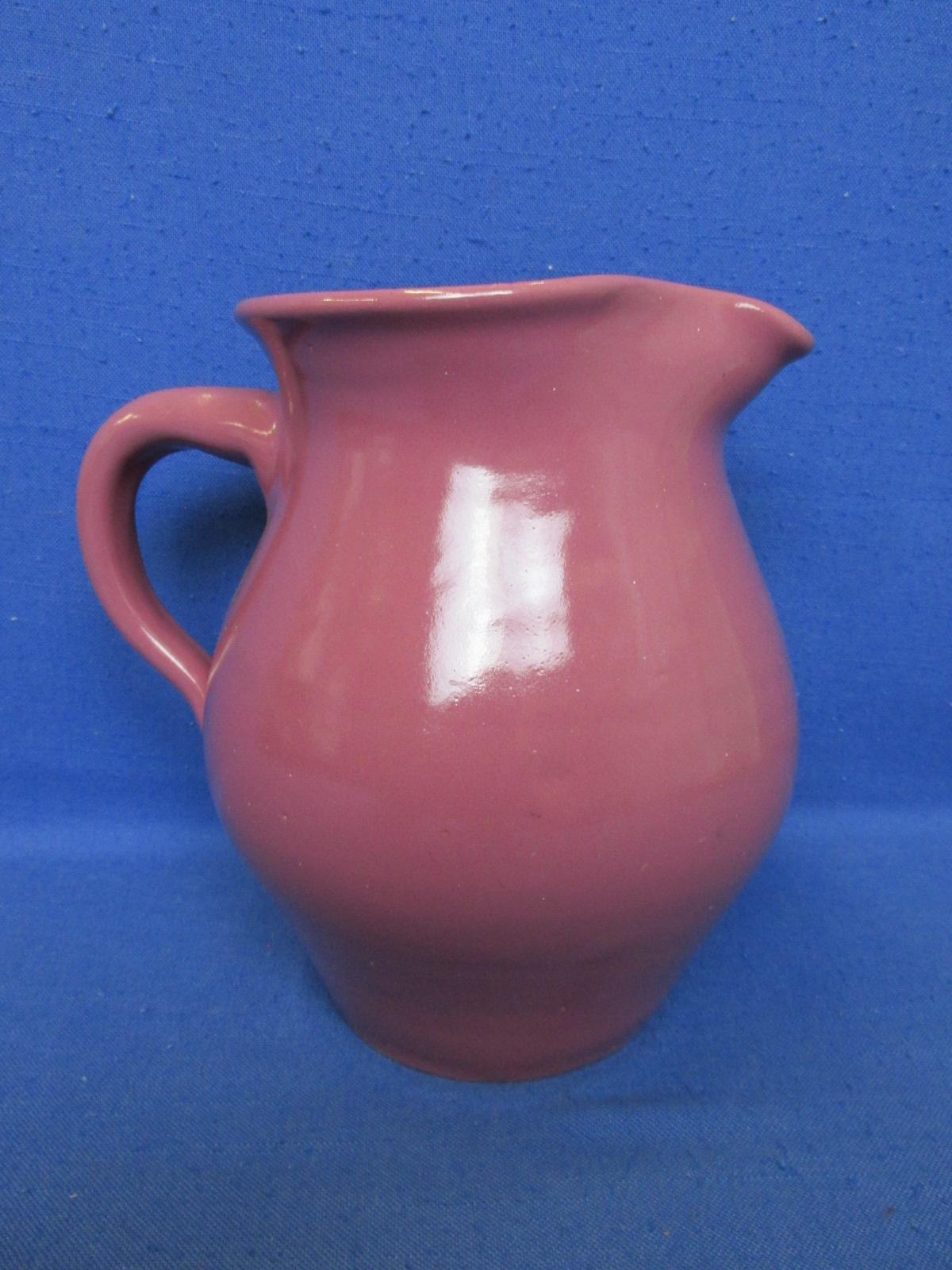 Vintage – ByBee Pottery - 8” Mauve Pitcher – Marked BB On Bottom -