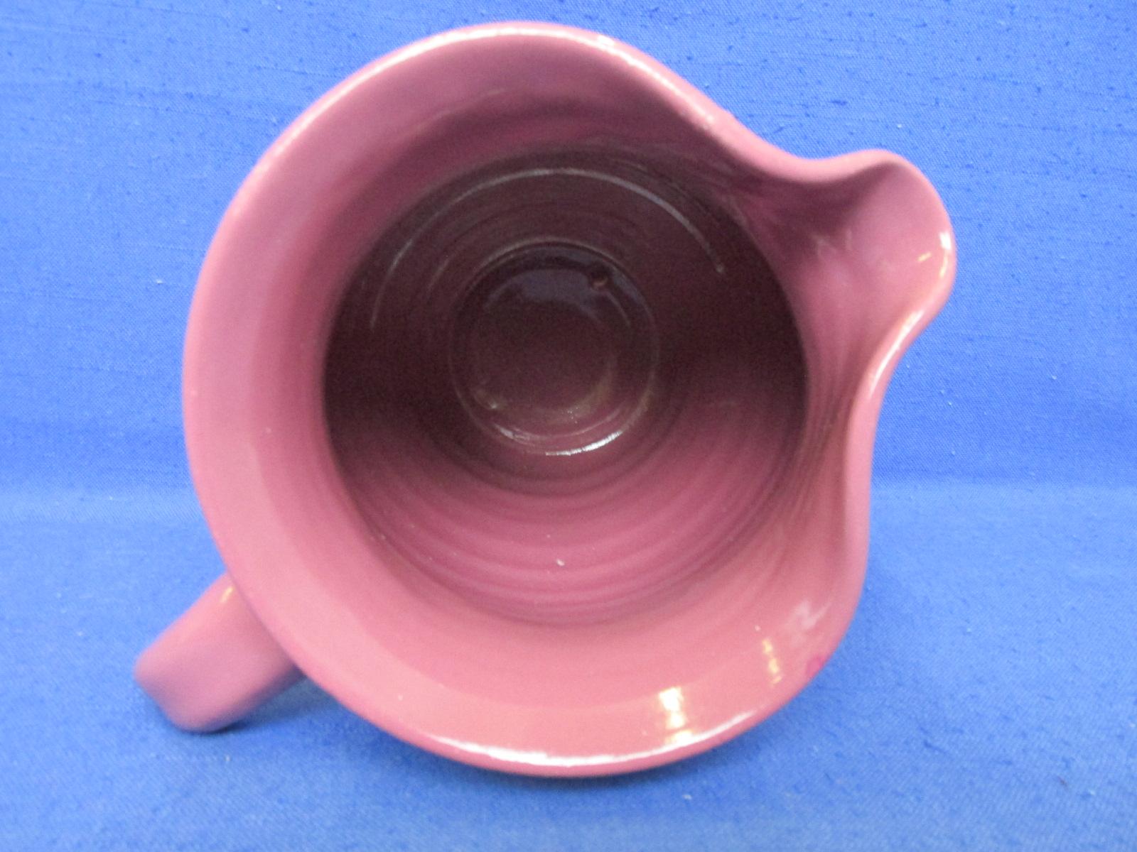 Vintage – ByBee Pottery - 8” Mauve Pitcher – Marked BB On Bottom -