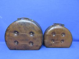 Lot Of 2 – Decorative – Brown Half Moon Cases – Faux Snakeskin & Leather With Snap Latch -