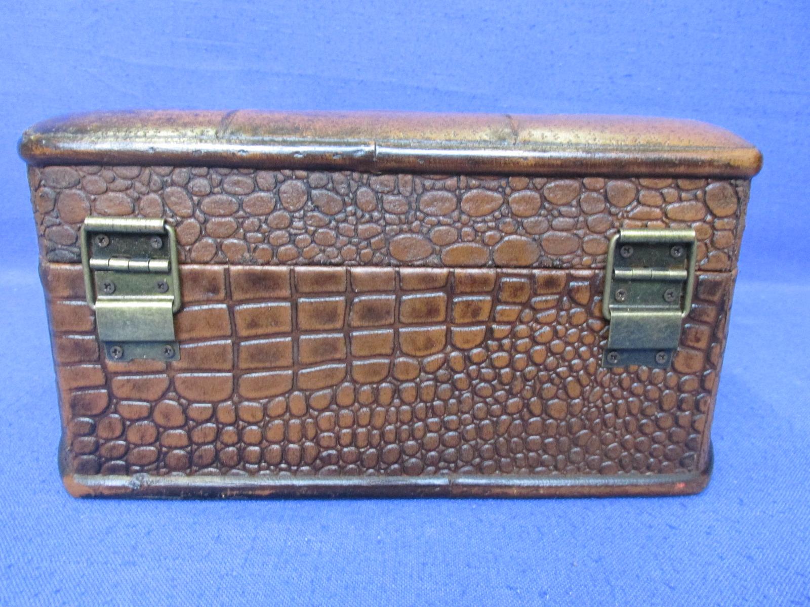 Lot Of 2 – Decorative – Brown Half Moon Cases – Faux Snakeskin & Leather With Snap Latch -