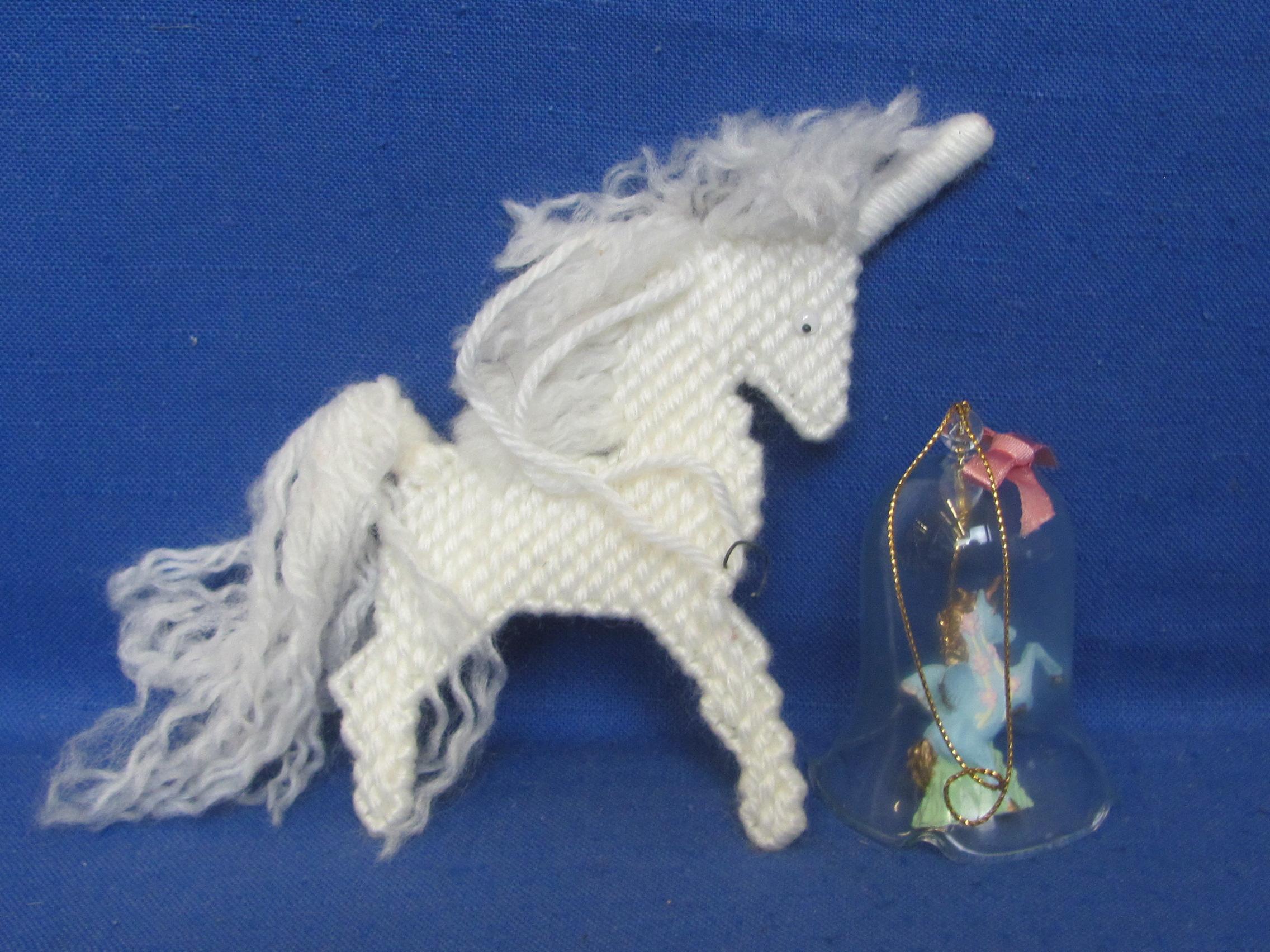 Lot of Unicorn Christmas Ornaments – Ceramic – Fabric – Wood – Good condition